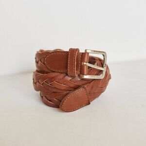90s genuine leather braided belt - 34